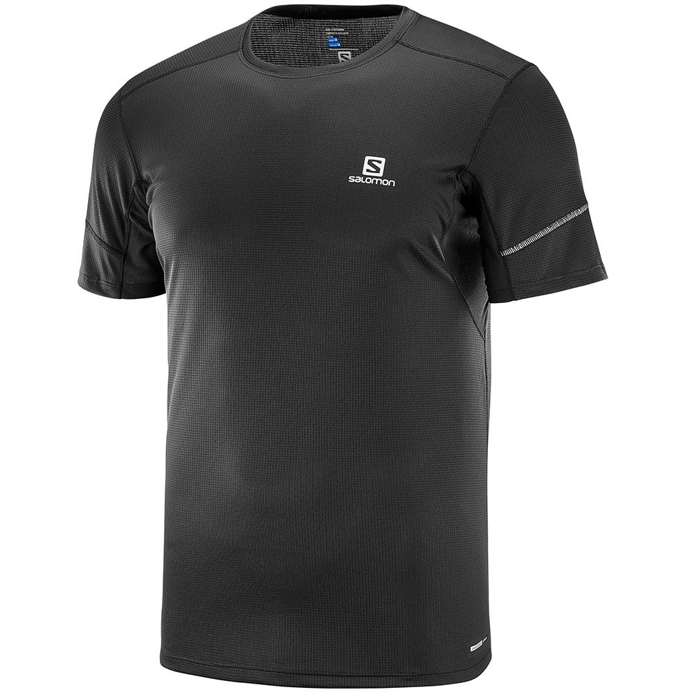 Salomon Israel AGILE SS M - Mens T shirts - Black (ZVJF-49705)